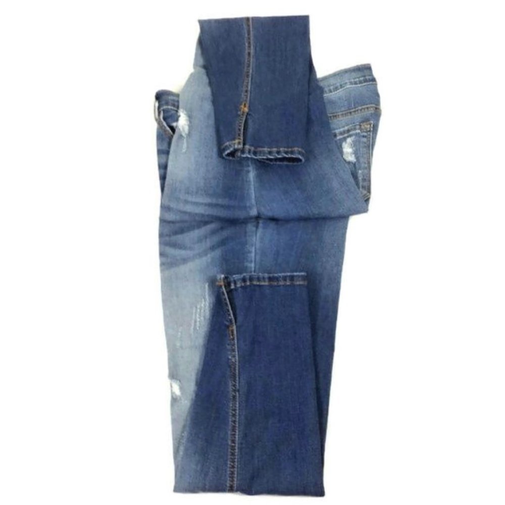 KanCan Medium Wash Mid Rise Distressed Split Hem Ankle Skinny Jeans Womens 15/31 - Picture 10 of 15